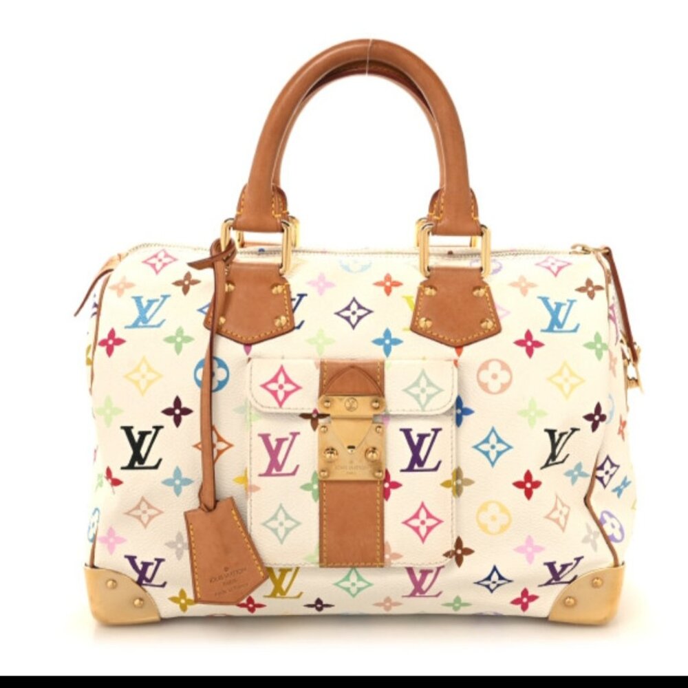 Louis Vuitton Multi Color Monogram Speedy 30 White